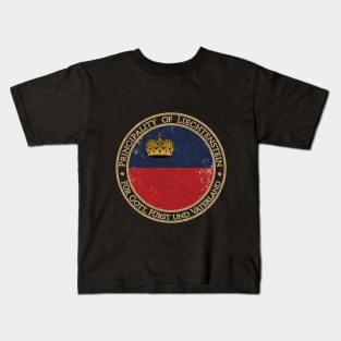 Vintage Principality of Liechtenstein Europe European EU Flag Kids T-Shirt